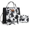 imageWrangler Tote Bag for Women Western Cowhide Purse and Wallet SetCow Print  Black