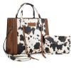 imageWrangler Tote Bag for Women Western Cowhide Purse and Wallet SetCow Print  Brown