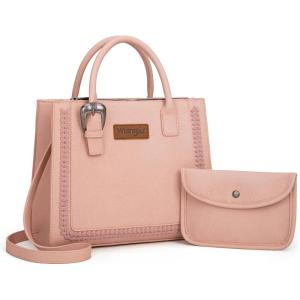 imageWrangler Tote Bag for Women Western Cowhide Purse and Wallet SetRetro Peach Pink