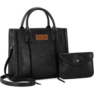 imageWrangler Tote Bag for Women Western Cowhide Purse and Wallet SetVintage Black