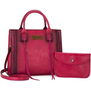 imageWrangler Tote Bag for Women Western Cowhide Purse and Wallet SetVintage Pink