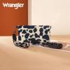 imageX Wrangler Wristlet Wallets for Women Bifold Cow Print Wallets Large Capacity Western Wallet with Crossbody StrapBlack