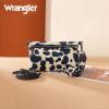 imageX Wrangler Wristlet Wallets for Women Bifold Cow Print Wallets Large Capacity Western Wallet with Crossbody StrapBlack