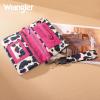 imageX Wrangler Wristlet Wallets for Women Bifold Cow Print Wallets Large Capacity Western Wallet with Crossbody StrapPink