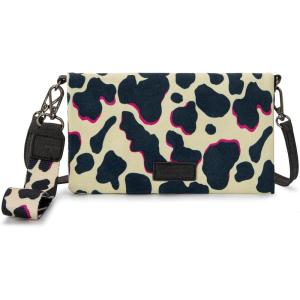 imageX Wrangler Wristlet Wallets for Women Bifold Cow Print Wallets Large Capacity Western Wallet with Crossbody StrapPink