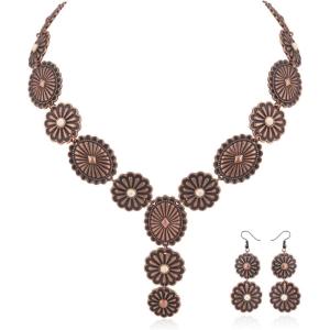 imageRustic Coutures Western Necklace Earrings Jewelry Set for WomenAWhite