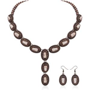 imageRustic Coutures Western Necklace Earrings Jewelry Set for WomenBWhite