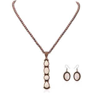 imageRustic Coutures Western Necklace Earrings Jewelry Set for WomenCWhite