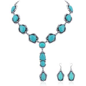 imageRustic Coutures Western Necklace Earrings Jewelry Set for WomenDBlue