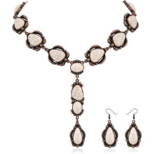 imageRustic Coutures Western Necklace Earrings Jewelry Set for WomenDWhite