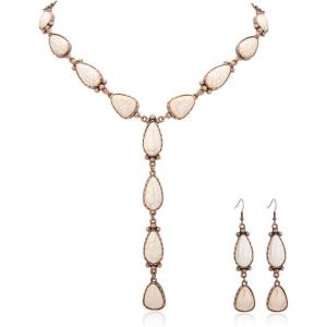 imageRustic Coutures Western Necklace Earrings Jewelry Set for WomenEWhite
