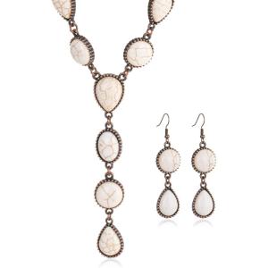 imageRustic Coutures Western Necklace Earrings Jewelry Set for WomenGWhite