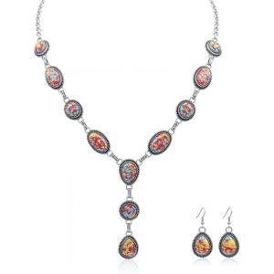 imageRustic Coutures Western Necklace Earrings Jewelry Set for WomenYColorful Emperor Pine