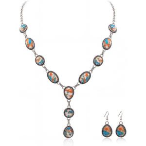 imageRustic Coutures Western Necklace Earrings Jewelry Set for WomenYOrange Emperor Pine