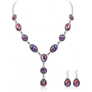 imageRustic Coutures Western Necklace Earrings Jewelry Set for WomenYRedBlue Emperor Pine