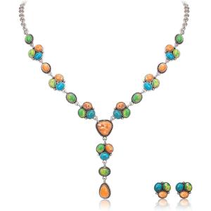 imageRustic Coutures Western Necklace Earrings Jewelry Set for WomenZMulticolor