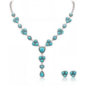 imageRustic Coutures Western Necklace Earrings Jewelry Set for WomenZTurquoise
