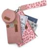 imageMontana West X Wrangler Keychain Wristlet Wallets for Women Dual Pouch Wristlet with Zipper Coin Purse Large Capacity and Easy to CarryDark Pink