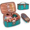 imageMontana West X Wrangler Travel Makeup Bag 2pcs Set Large Cosmetic Bag with Makeup Brush Holder Portable Make Up Organizer Cute Toiletry Bag with Divider and Handle for Women GradientTurquoise