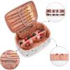 imageMontana West X Wrangler Travel Makeup Bag 2pcs Set Large Cosmetic Bag with Makeup Brush Holder Portable Make Up Organizer Cute Toiletry Bag with Divider and Handle for Women GradientBeige