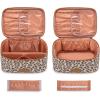 imageMontana West X Wrangler Travel Makeup Bag 2pcs Set Large Cosmetic Bag with Makeup Brush Holder Portable Make Up Organizer Cute Toiletry Bag with Divider and Handle for Women GradientLeopardKhaki