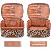 imageMontana West X Wrangler Travel Makeup Bag 2pcs Set Large Cosmetic Bag with Makeup Brush Holder Portable Make Up Organizer Cute Toiletry Bag with Divider and Handle for Women GradientLeopard
