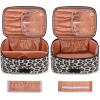 imageMontana West X Wrangler Travel Makeup Bag 2pcs Set Large Cosmetic Bag with Makeup Brush Holder Portable Make Up Organizer Cute Toiletry Bag with Divider and Handle for Women GradientLeopardBlack