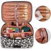 imageMontana West X Wrangler Travel Makeup Bag 2pcs Set Large Cosmetic Bag with Makeup Brush Holder Portable Make Up Organizer Cute Toiletry Bag with Divider and Handle for Women GradientLeopardBlack