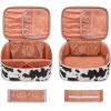imageMontana West X Wrangler Travel Makeup Bag 2pcs Set Large Cosmetic Bag with Makeup Brush Holder Portable Make Up Organizer Cute Toiletry Bag with Divider and Handle for Women GradientCowBlack