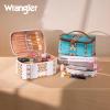 imageMontana West X Wrangler Travel Makeup Bag 2pcs Set Large Cosmetic Bag with Makeup Brush Holder Portable Make Up Organizer Cute Toiletry Bag with Divider and Handle for Women GradientTan