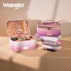 imageMontana West X Wrangler Travel Makeup Bag 2pcs Set Large Cosmetic Bag with Makeup Brush Holder Portable Make Up Organizer Cute Toiletry Bag with Divider and Handle for Women GradientKhakiTan
