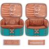 imageMontana West X Wrangler Travel Makeup Bag 2pcs Set Large Cosmetic Bag with Makeup Brush Holder Portable Make Up Organizer Cute Toiletry Bag with Divider and Handle for Women GradientTurquoise