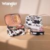 imageMontana West X Wrangler Travel Makeup Bag 2pcs Set Large Cosmetic Bag with Makeup Brush Holder Portable Make Up Organizer Cute Toiletry Bag with Divider and Handle for Women GradientCowBrown