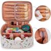 imageMontana West X Wrangler Travel Makeup Bag 2pcs Set Large Cosmetic Bag with Makeup Brush Holder Portable Make Up Organizer Cute Toiletry Bag with Divider and Handle for Women GradientBeige