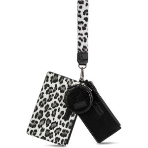 imageMontana West X Wrangler Keychain Wristlet Wallets for Women Dual Pouch Wristlet with Zipper Coin Purse Large Capacity and Easy to CarryBlack