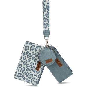 imageMontana West X Wrangler Keychain Wristlet Wallets for Women Dual Pouch Wristlet with Zipper Coin Purse Large Capacity and Easy to CarryJean