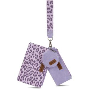 imageMontana West X Wrangler Keychain Wristlet Wallets for Women Dual Pouch Wristlet with Zipper Coin Purse Large Capacity and Easy to CarryPurple