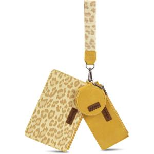 imageMontana West X Wrangler Keychain Wristlet Wallets for Women Dual Pouch Wristlet with Zipper Coin Purse Large Capacity and Easy to CarryYellow