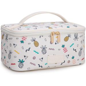 imageMontana West X Wrangler Travel Makeup Bag 2pcs Set Large Cosmetic Bag with Makeup Brush Holder Portable Make Up Organizer Cute Toiletry Bag with Divider and Handle for Women GradientBeige