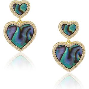 imageMontana West Wrangler 14k Gold Plated Heart Earrings for Women Drop Dangle Earrings Gold JewelryBlue