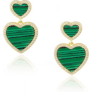 imageMontana West Wrangler 14k Gold Plated Heart Earrings for Women Drop Dangle Earrings Gold JewelryGreen