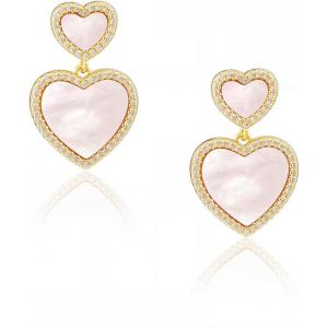 imageMontana West Wrangler 14k Gold Plated Heart Earrings for Women Drop Dangle Earrings Gold JewelryPink
