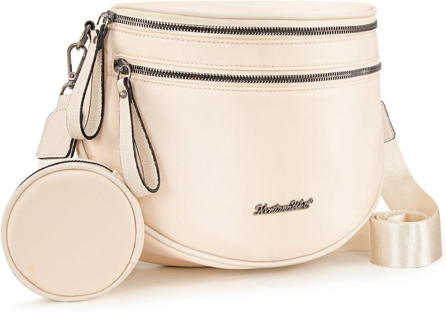 imageMontana West Large Bum Bag Nylon Crossbody Bags Mom Purse with with Coin PurseBeige