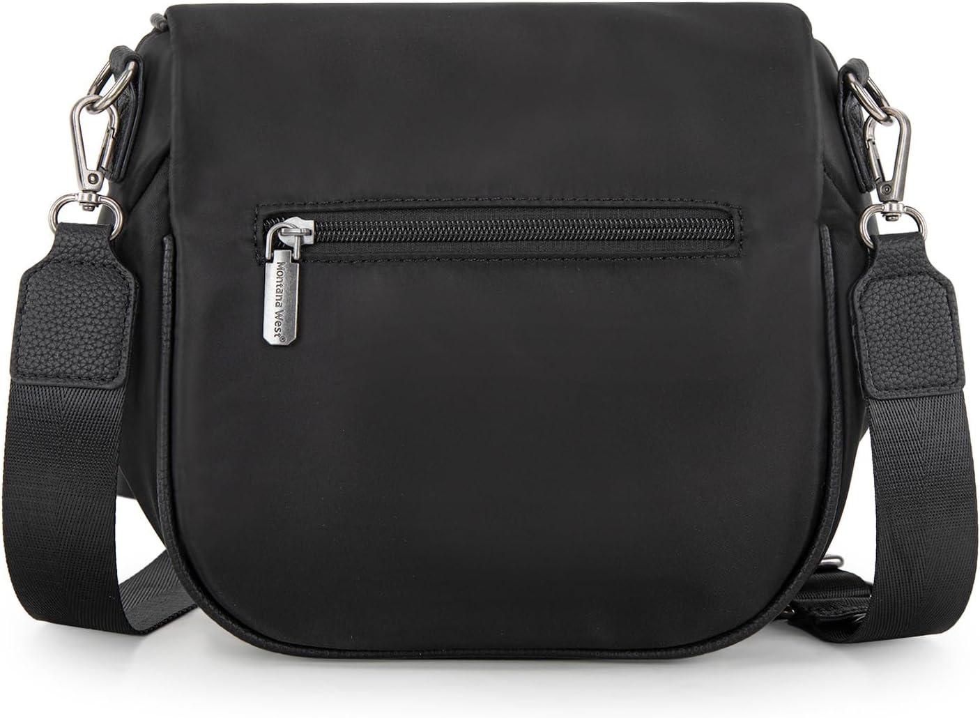 imageMontana West Large Bum Bag Nylon Crossbody Bags Mom Purse with with Coin PurseBlack