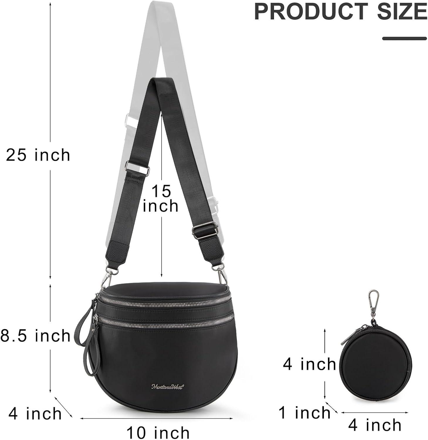 imageMontana West Large Bum Bag Nylon Crossbody Bags Mom Purse with with Coin PurseBlack