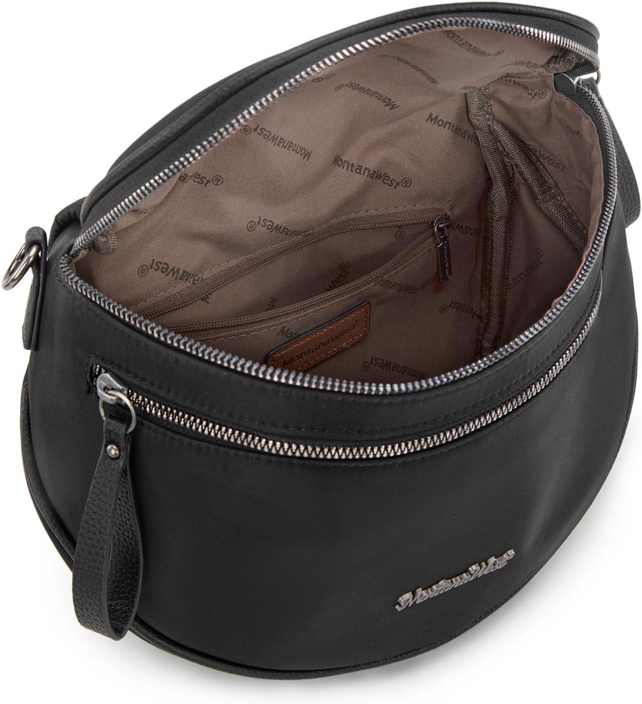 imageMontana West Large Bum Bag Nylon Crossbody Bags Mom Purse with with Coin PurseBlack