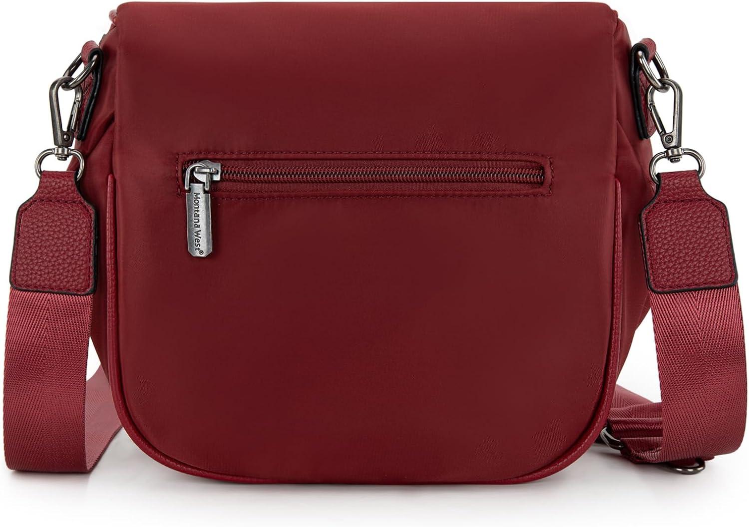 imageMontana West Large Bum Bag Nylon Crossbody Bags Mom Purse with with Coin PurseBurgundy