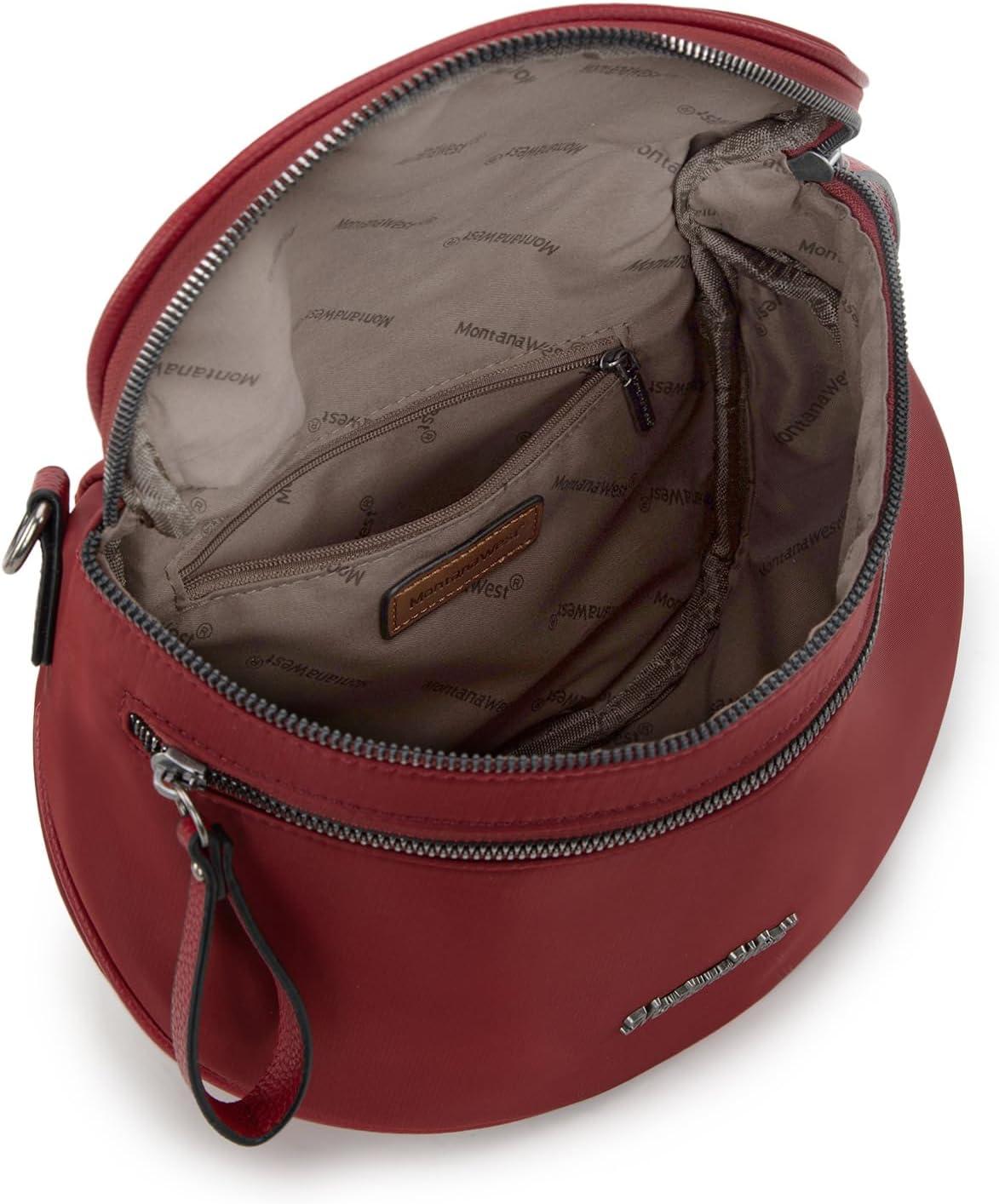 imageMontana West Large Bum Bag Nylon Crossbody Bags Mom Purse with with Coin PurseBurgundy