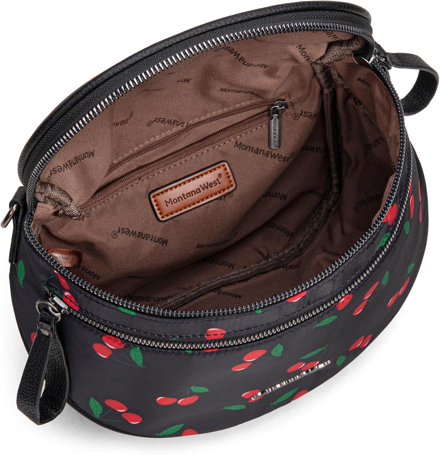 imageMontana West Large Bum Bag Nylon Crossbody Bags Mom Purse with with Coin PurseCherry