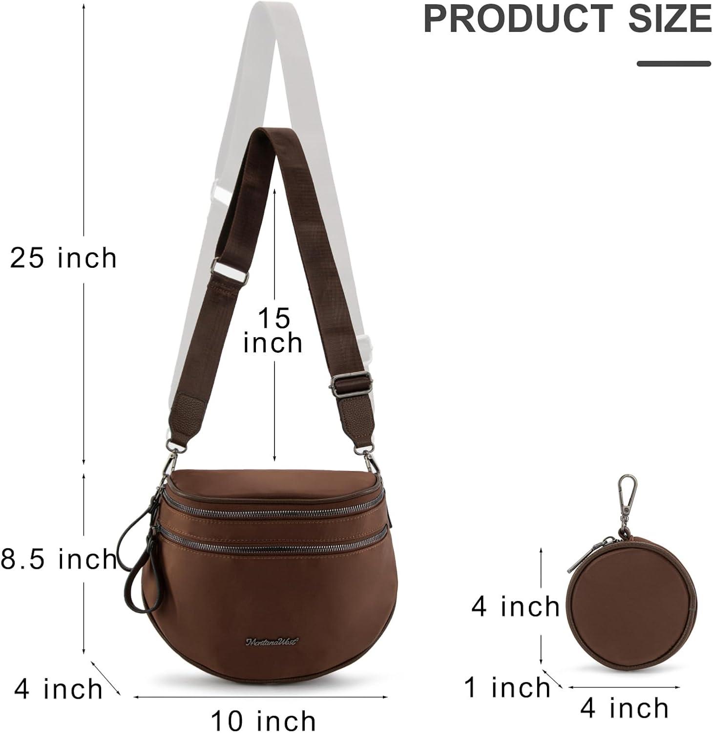 imageMontana West Large Bum Bag Nylon Crossbody Bags Mom Purse with with Coin PurseCoffee